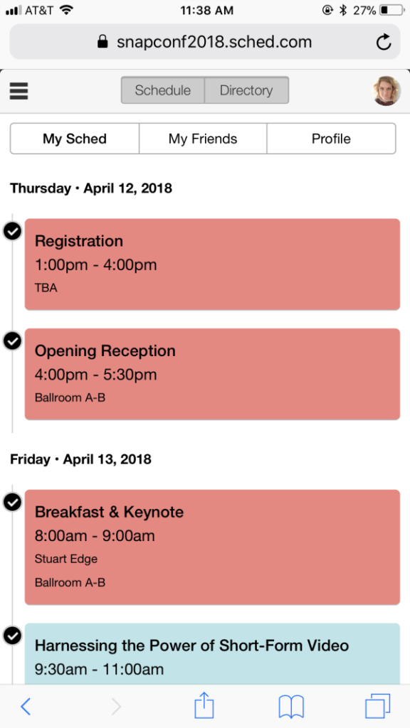 Snap Conference 2018 Mobile Schedule